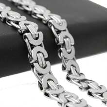 Men's Necklace Hip Hop Stainless Steel Necklace Chain Byzantine Cuban Chain Necklace For Gift - Width:6mm - View 3