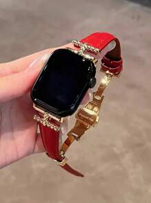 1 Piece Of High-End Leather Strap With A Ladies' Socialite Style, Compatible With Apple Watch 38/40/41/42/44/45/46/49mm Compatible With Apple Watch Ultra/S10/9/8/7/6/5/4/3/2/1