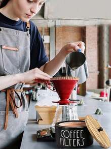 Contenitore di legno vintage ispirato allo stile rustico fattoria per filtri da caffè con coperchio - contenitore per uso multifunzionale per decorazione di cucina e ufficio, ideale per il ritorno a scuola