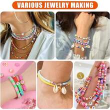 2400pcs Pink Series Clay Beads Necklace Set, 24 Multi-Color Flat Round Beads, Colorful Friendship Bracelets Beads With Beading Tools, For DIY Handmade Jewelry Making Bracelets, Necklaces, Anklets, Birthday Party Gift, Holiday Christmas Thanksgiving Gift - Multicolor Polymer Clay - View 7