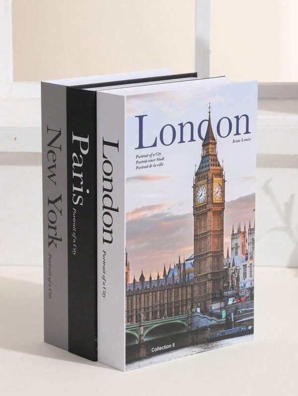 1pc/3pcs Fashionable Folding Faux Book Decor, Luxury Modern Designer Fake Decorative Books For Home, Ideal For Living Room, Tabletop, Wall Decoration, Suitable For Various Scenes(Room/Living Room/Table/TV Stand/Lobby/Bookshelf/Office Desk/Cabinet/Store/Workspace/Show Flat), Deluxe Desk Faux Book Decor Set, Stylish Designer Fake Book Storage Box English Props Gifts Birthday Graduation