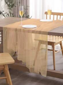 1pc Faux Pearl Decorated Sheer Fabric, Photography Backdrop, Can Be Used As Table Runner, Pearl Background Tablecloth, Wedding White Pearl Sheer Tablecloth, Wedding Arch Decor, Wedding Reception, Bridal Shower, Party Decoration