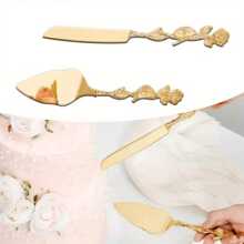 Wedding Cake Cutting Set Personalized Cake Knife Carving Pastry Pie Server Cake Pizza Knife Cake Lover Birthday Gift Wedding Birthday Anniversary Graduation Ceremony Cake Cutting Set - Kết cấu hoa hồng - Xem 6