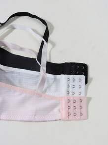3pcs/Set Teen Girls' Ribbed Comfortable Simple Style Bras, Suitable For 13-16 Years Old - Multicolor - View 5