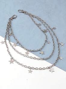 Star Pendant Multilayer Tassel Belly Chain For Women, Hiphop Fashion Waist Chain, Suitable For Vacation, Party, Daily Casual Outfit, Holiday Gift - Silver - View 4