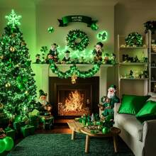 JMEXSUSS Connectable 100 LED Green Lights For St Patricks Day Decorations, 8 Modes St Patricks Day Lights Plug-In, 33ft Clear Wire Green Christmas String Lights Indoor Outdoor Waterproof For Xmas - Green - View 7