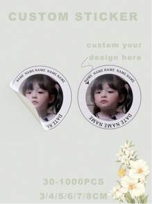 30-1000 Pieces Personalised Photo Stickers Labels, Wedding Stickers, Photo Labels, Birthday Party Stickers, Personalised, Custom