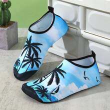 Coconut Tree Print Beach Swimming Snorkeling Non-Slip Water Shoes - Royal Blue - View 3