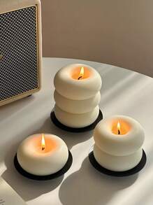 3Pcs Handmade Donut Candle, Holiday Decor, Creative Handicraft Gift, Aromatherapy Candle Ornament, Birthday Present, Cute Decoration, Photography Prop, Valentine's Day Gift, Mother's Day Gift, Creative Ornament, Shaped Candle, Home Decor, Dining Table Decor, Christmas Decoration Gifts Graduation