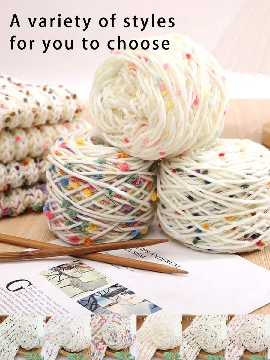 1/2pcs Jelly Bean Style Mohair Yarn Ball,Hand Made Spray Color Slub Wool Yarn Ball,Multicolor Speckled Mohair Bulky Yarn,ForKnitting DIY Scarves Hats Crafts,DIY Knitting Of Dolls, Bags, Sweaters, Blankets Etc. - Multicolor - View 1