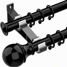 2/4pcs Double Curtain Rod Brackets, Heavy Duty Curtain Rod Holders For Hanging Curtains, Double Hardware Brackets, Wall Mounted, Rod Support Hooks, For 1" To 1.2" Curtain Rods - Multicolor - View 6