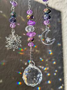 1pc Purple Amethyst Butterfly Car Hanging Decor, Outdoor Garden Pendant Decoration, Purple Crystal Butterfly Sunglass Car Rearview Mirror Ornament