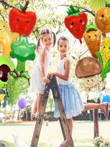 10 Pcs Fruit Balloon And Vegetable Balloon - Large Apple Orange Strawberry Grape Mushroom Banana Avocado Corn Carrot Broccoli Mylar Foil Balloon, Fruit Theme Birthday Party Decorations Supplies