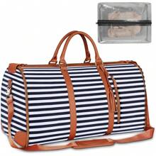 Large Convertible Garment Bags For Travel, Waterproof Carry On Duffle Bag With Shoe Pouch, 2 In 1 Hanging Suitcase Suit Travel Bags, Gifts For Women, Royal Blue Stripe - 藍色 - 查看 7