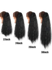 18~30inch Ponytail Extension Long Wavy Curly Ponytail Extension Corn Wave Wrap Around Pony Tail Clip In Natural Soft Synthetic Ponytail Hairpiece For Women Daily Use