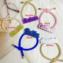 1 szt. spersonalizowana akrylowa gumka do włosów z imieniem, błyszcząca gumka do włosów w kolorze makaronika, DIY akcesorium do włosów - spersonalizowany prezent, prezent urodzinowy, prezent na imprezę, prezent rocznicowy, wyjątkowy prezent na akcesorium do włosów, akcesorium do włosów na ślub