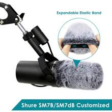YOUSHARES SM7B Pop Filter - Microphone Cover Fluffy Mic Windscreen Muff Compatible With SM7B & SM7DB Dynamic Microphone To Blocks Out Plosives - Furry Cover - View 5