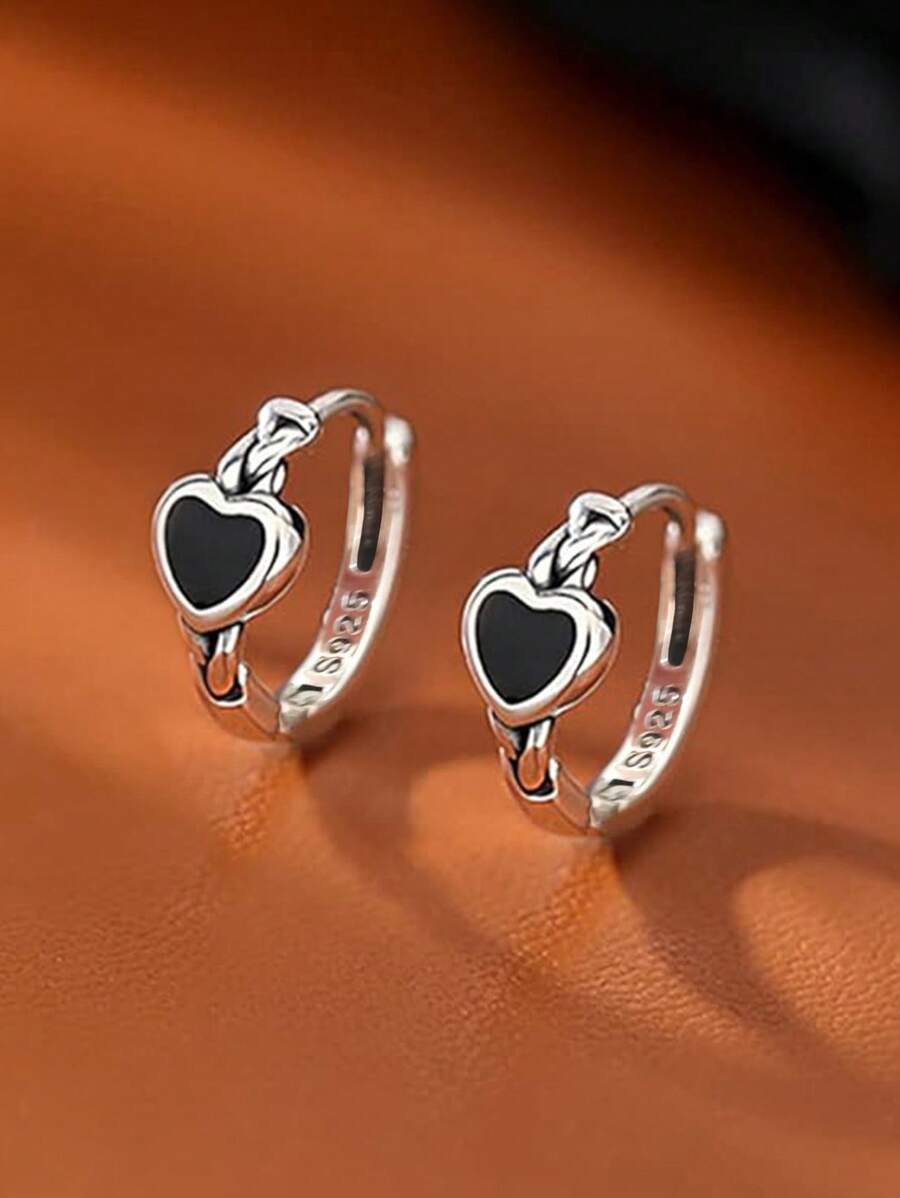 1 对经典 925 纯银环形耳环 结婚周年纪念耳饰 女士礼物 精美珠宝 - 1# - 查看 1