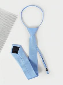 1pc Solid Color Casual & Business Woven Necktie, Suitable For All Seasons Men Necktie - Baby Blue - View 2