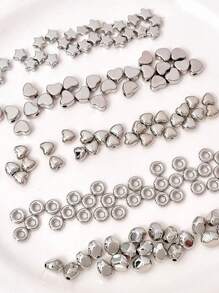 1 paquete (10g) (5g) (20g) Surtido de cuentas espaciadoras de varios estilos - corazón, estrella, formas geométricas, formas asimétricas, cuentas espaciadoras de color plateado para manualidades de collares y pulseras DIY