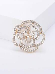 Fashionable Rhinestone Hollow Camellia Brooch For Women Plant Pin Dress Suit Pin Accessories Party Banquet Gift - Camellia - View 7