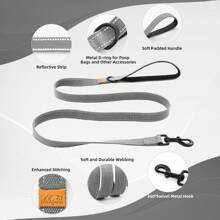 Lynxking 1PC Dog Leash,Durable Webbing Lead With Reflective Strips And D-Ring For Small Medium And Large Dogs - Grey - View 4