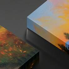 Vibrant Sunflowers In Pots On Blue Background. Large Wooden Framed Wall Art Artist Home Decoration Oil Painting - Bedroom, Bathroom, Living Room, Office, Kitchen, Christmas Gifts - 1 Piece - 彩色 - 查看 5