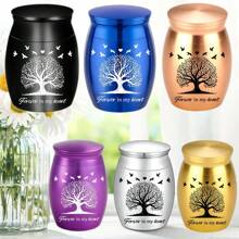 1.57 英寸小型骨灰瓮，生命之树铝制迷你骨灰瓮，人类/宠物骨灰火葬瓮，骨灰盒，小型纪念品瓮-永远在我心中 - 彩色 - 查看 8