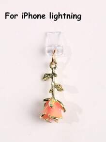 1 pezzo Tappo antipolvere con fiore di rosa 3D multicolore, accessorio pendente in metallo lega di stile retrò romantico di alta moda Y2K, ornamento trasparente in silicone per telefono, auricolare, tablet, Kindle, regalo ideale per San Valentino, per coppie e migliori amici, impermeabile e anti-polvere per porta di ricarica, compatibile con Lightning/Type-C, protegge saldamente la porta di ricarica