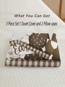 3-teiliges Bettwäsche-Set im rustikalen Vintage-Stil mit Osterhasen & Eiermuster (1*Bettbezug + 2*Kissenbezüge, ohne Füllung), weich & hautfreundlich, entspannend für die Augen, weiches & bequemes Bettwäsche-Set, geeignet für alle Jahreszeiten, mit Reißverschluss, geeignet für Hotel, Schlafzimmer, Gästezimmer und Studentenwohnheim Dekoration, allergikerfreundlich und pflegeleicht, für alle Jahreszeiten - Braun - Übersicht 3