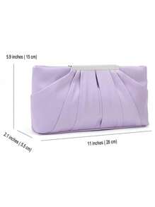 RCRK Elegant Pleated Evening Bag, Formal Banquet Clutch Purse, Dinner Ruched Bag For Wedding Party Prom Cocktail - Mauve Purple - View 3