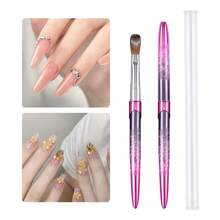 100% 纯 Kolinsky 3D 艺术指甲刷 VithGradient 粉色手柄，艺术设计粉指甲刷笔用于指甲延长和雕刻，丙烯酸应用工具