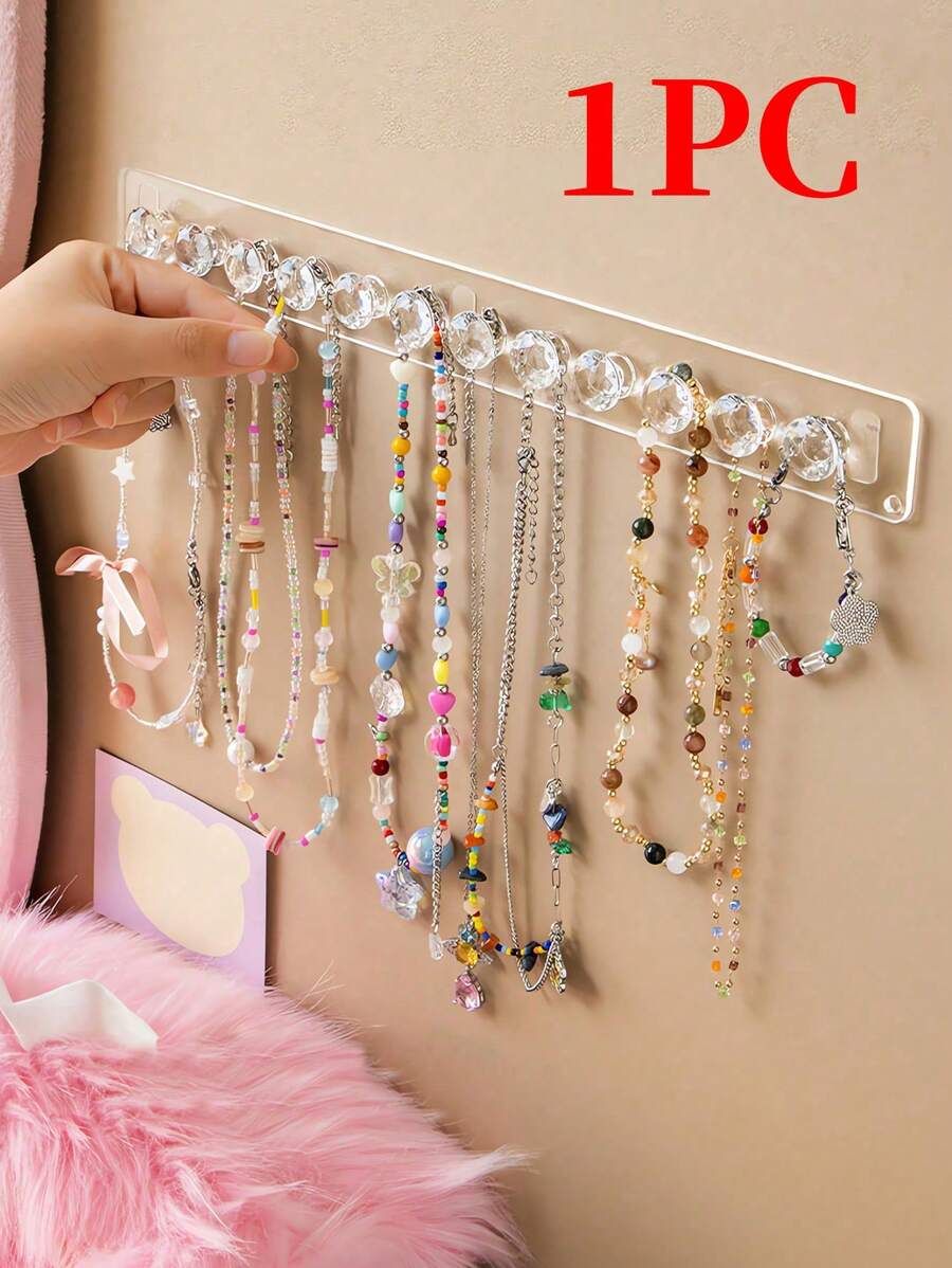 珠宝收纳架适用于项链、手镯、耳环和戒指，透明壁挂式展示架，适用于梳妆台、镜柜，多功能挂钩珠宝收纳挂钩可用于学校宿舍