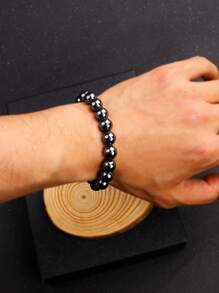 1pc Black Energy Hematite Beads Bracelet Men 6/8/10/12mm Fashion Nature Reiki Healing No-Magnetic Bracelets For Women Balance Health Jewelry 6-12mm Hematite Bracelet Men Nature Energy Stone Beads Bracelets For Women Energy Healing Jewelry - Black - View 5