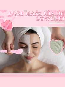 12 件粉色心形面膜搅拌碗套装、6 件面膜碗和 6 件刮刀、无香味塑料 DIY 护肤工具、护肤混合工具套装、女士 SPA 美容用品、家庭美容常规配件、 - 彩色 - 查看 6
