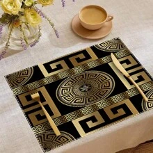 Dessous de table motif noir et doré de luxe, dessous de table décoratifs, dessous de table de luxe pour restaurant, décoration de fête, décoration de maison, dessous de table parfaits pour cadeaux, dessous de table de décoration de dîner, dessous de table parfaits pour la décoration de la maison