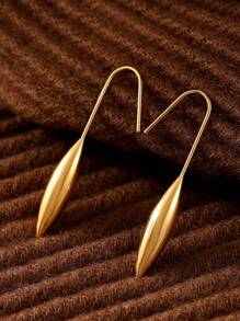 1 对不锈钢 18K 镀金泪滴形耳环，适合日常佩戴的女士时尚耳环 - 水滴耳環 - 查看 2