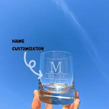 1 Pc Personalized Customization Name Customization Libi Glass Whiskey Glass Locke Classical Glass Cocktail Glass Liquor Glass ROCK Glass Ice Hockey Glass - Transparent - View 2
