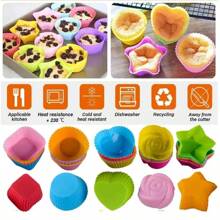 1PCS Silicone Muffin Mold Round Muffin Cup Heart Cake Baking Mold Kitchen Cooking Supplies Cake Decorating Tools - Bronze - View 3