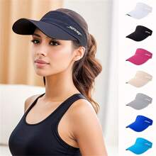 1Pc Women's Summer Visor Cap - Breathable Polyester, Open-Top Design For Running & Outdoor Activities, Available In White, Pink, Black, And More