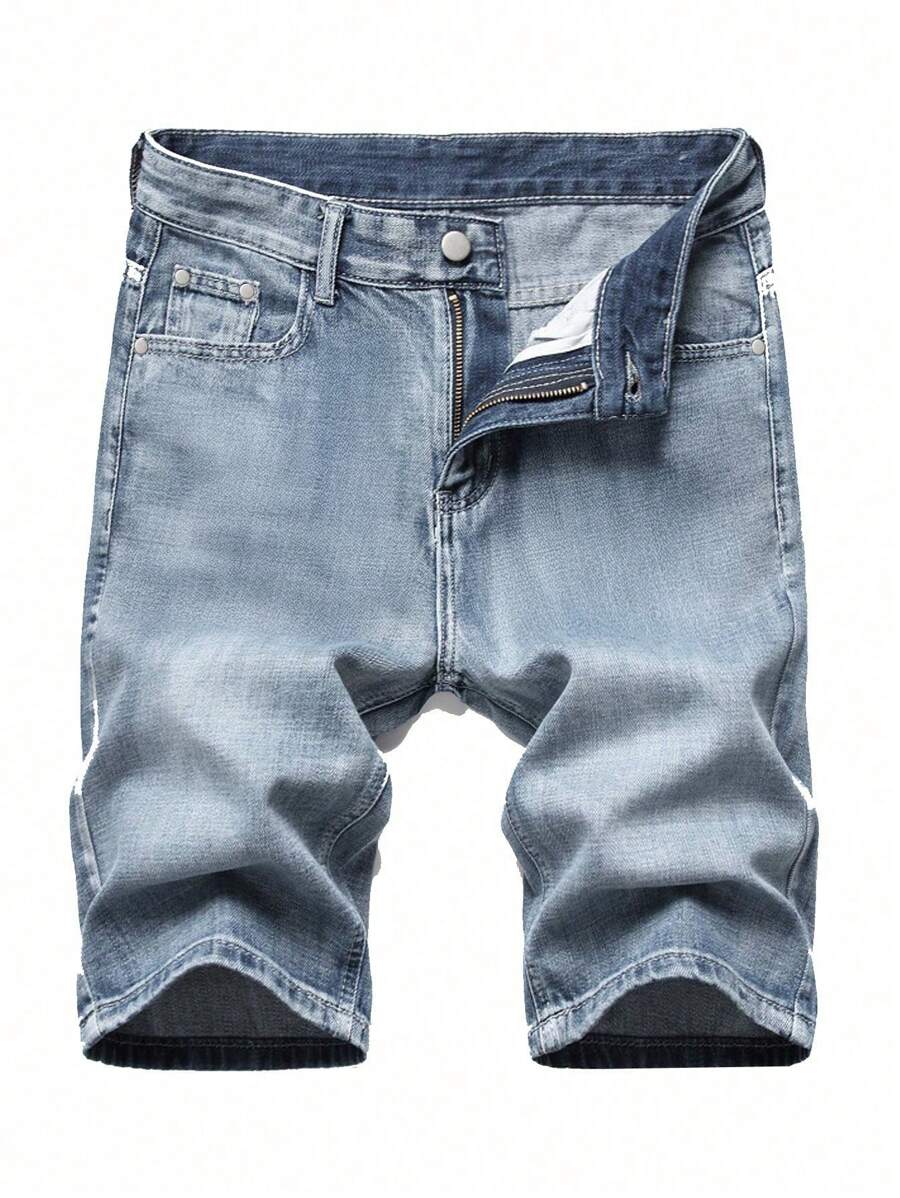 Men's Casual Washed Slim Fit Denim Shorts - Light Wash - View 1