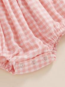 Conjunto de 2 piezas de verano para niñas, mono sin mangas con volantes y tirantes fruncidos con diadema - Rosa - Ver 7