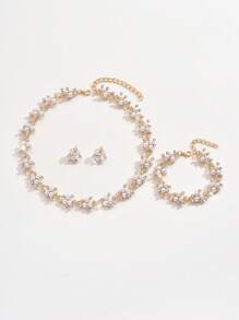 4pcs Women Wedding Party Pearl Jewelry Set