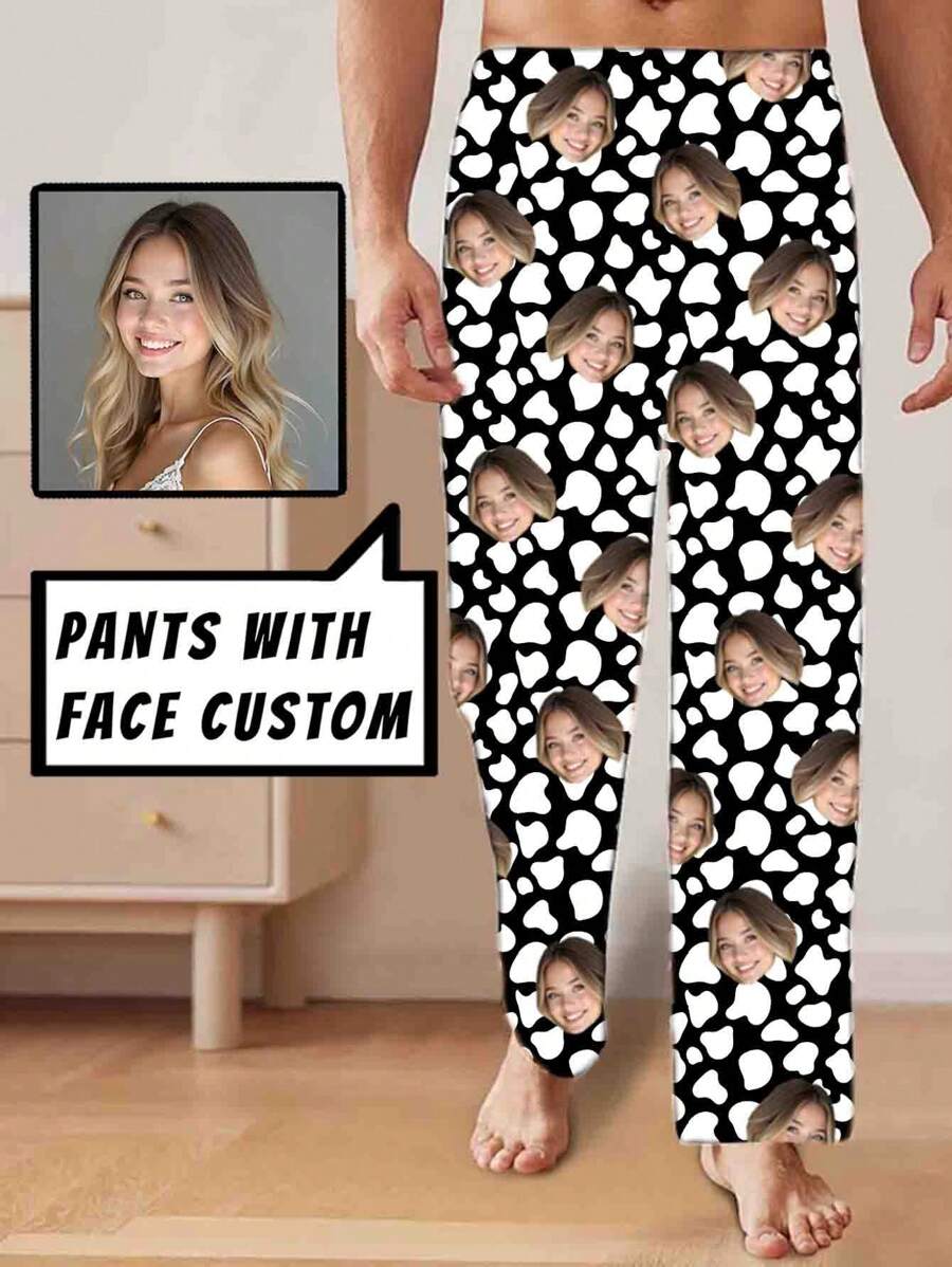 定制男女通用睡裤，图案丰富有趣，包括人像、儿童、宠物、卡通和节日主题，适合秋冬季穿着。