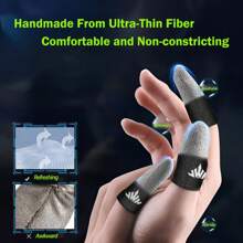2 Pairs Gaming Finger Gloves Sleeves, 0.3MM Silver Fiber, Anti Sweat, Extremely Thin, Breathable Touchscreen Dedales Gamer Finger Cover Thumb Sleeve Fit Phone Game Tablet Devices. - Multicolor - View 5