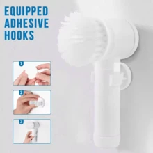 Kitchen 3 In 1 Automatic Electric Rotating Cleaning Dust Brush Power Scrubber Electric Spin Scrubber Electric Dish Scrubber - White - View 4