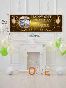 Custom Happy Birthday Banner With Photo Text Personalized Birthday Banner Black And Gold Birthday Decorations Party Supplies Customize Happy Birthday Yard Sign Backdrop - Multicolor - View 7