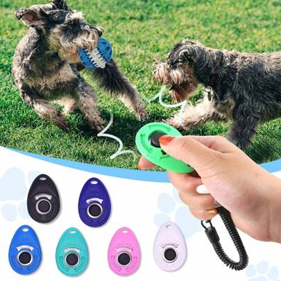 Novo kit de treinamento para animais de estimação com clicker colorido, adequado para cães e gatos, design de pulseira de borracha macia, uso flexível e confortável, operação por botão não cansa a mão durante o treinamento do animal