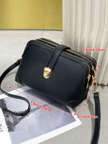 Faux Leather Shoulder Bag, Women's Fashionable Zipper Wallet Casual Shoulder Bag With Removable Shoulder Strap