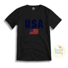 Camiseta Infantil Juvenil/ Unissex USA Bandeira - Preto - Visão 1
